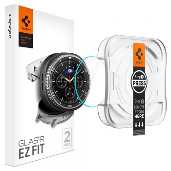 Spigen Glas.tR EZ Fit (2 pack) Samsung Galaxy Watch8 Classic Čirý