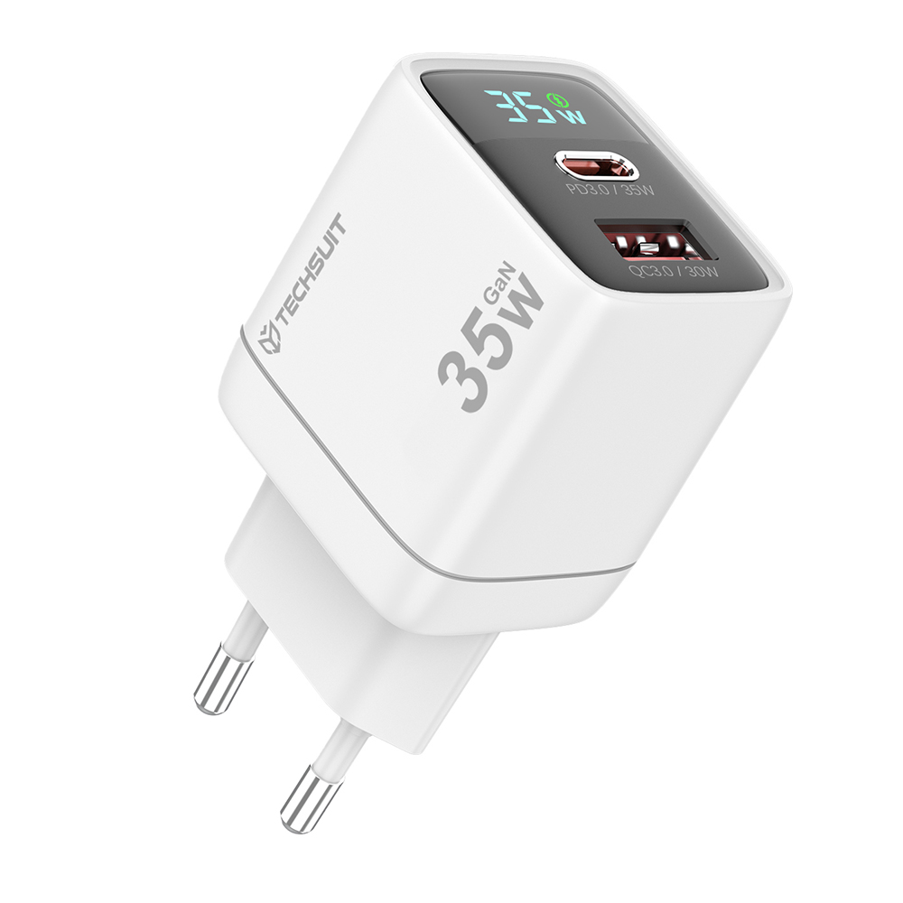 Levně Nabíječka do zdi Techsuit LEDChargX CH3 Type-C USB GaN PD35W bílá
