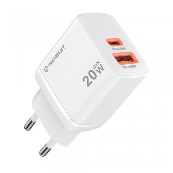 Nabíječka Techsuit Duonix20W CH2 Type-C USB Dual Travel 20W bílá