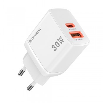 Nabíječka Techsuit Duonix30W CH1 Type-C USB Dual Travel 30W bílá