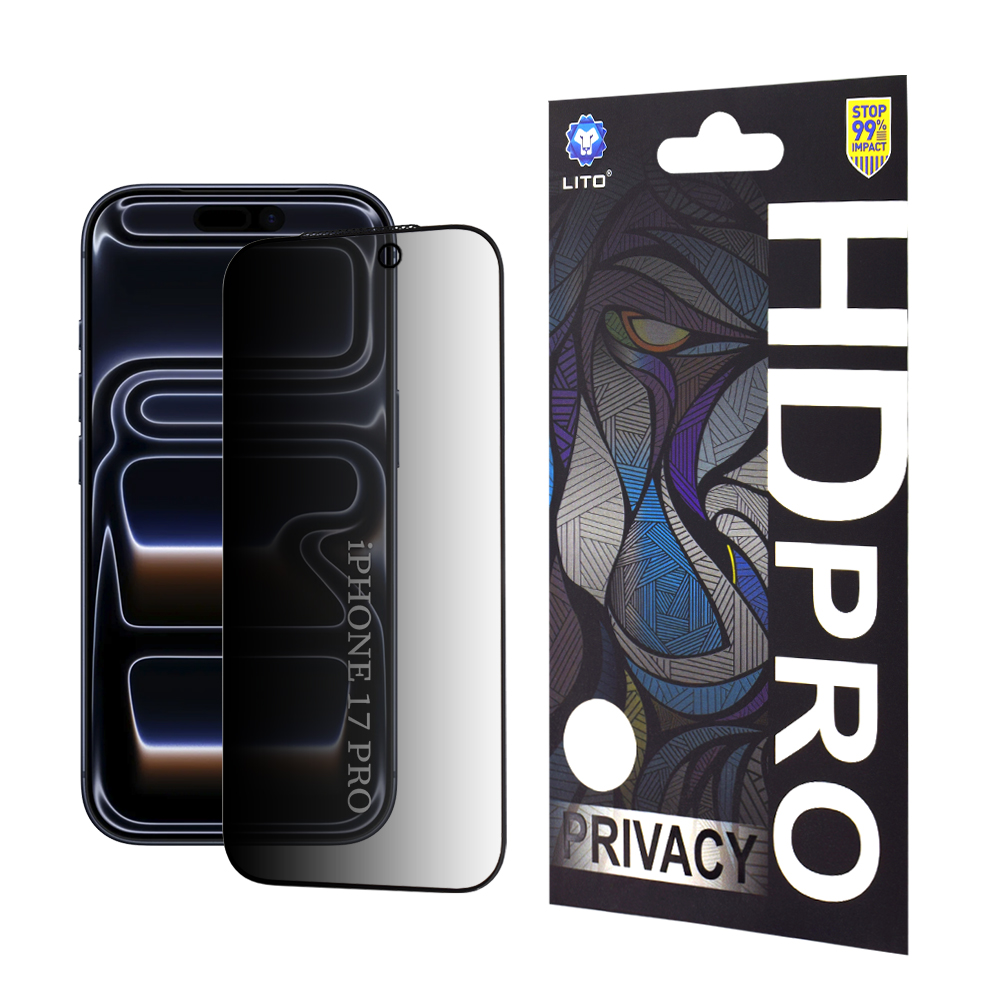 Levně Ochranné sklo Lito HD Pro Privacy pro iPhone 17 Pro černé