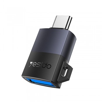 Yesido OTG adaptér GS31 Type-C na USB QC18W hliníková slitina šedý