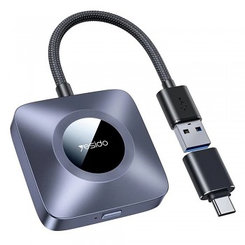 Yesido Wireless CarPlay Adapter KM23 s USB na Type-C kabelem Bluetooth V5.0 1080P šedý