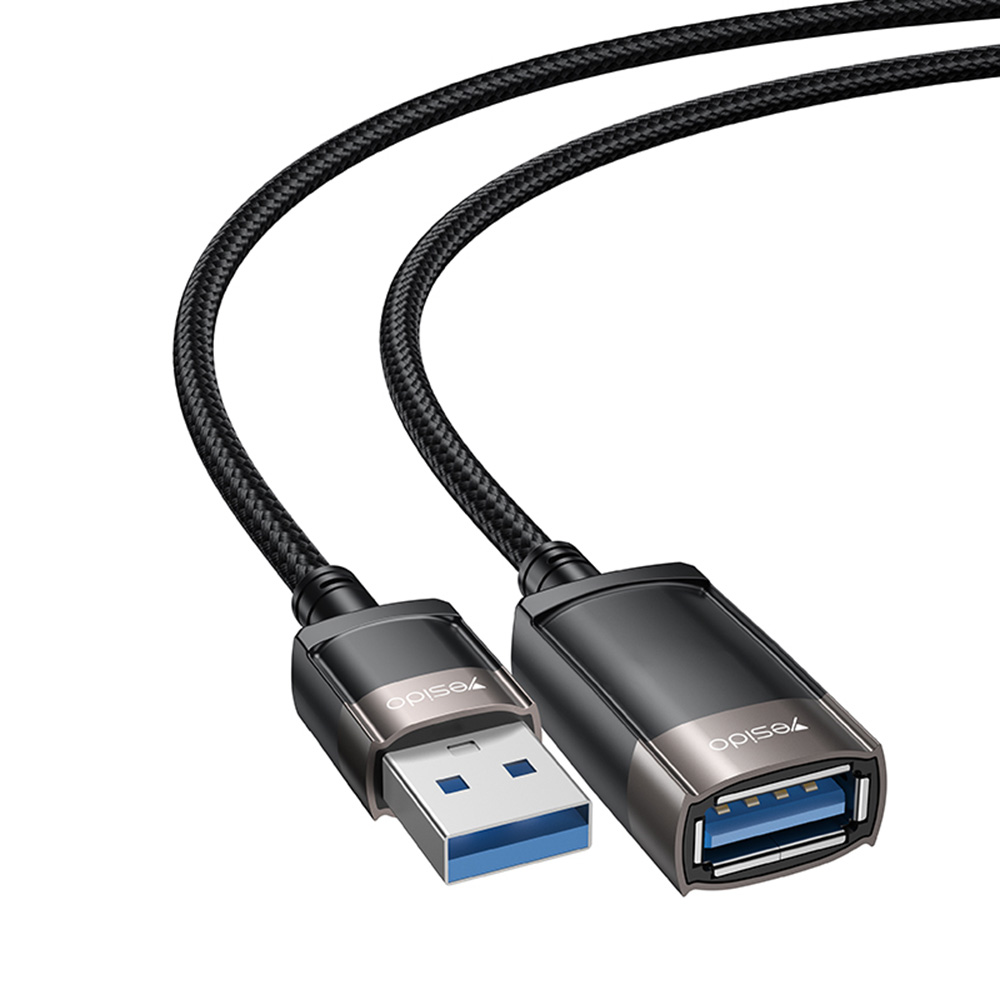 Levně Yesido Extension Adapter GS26 USB 2.0 s 1.5m kabelem opletený šedý