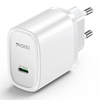 Yesido Wall Charger YC57 Type-C PD20W z nehořlavého PC bílý