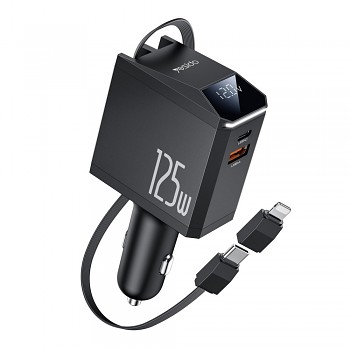Yesido 4v1 nabíječka do auta Y71 s USB-C kabelem Lightning adaptérem 125W černá