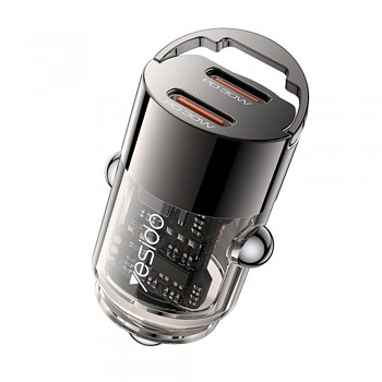 Yesido Mini nabíječka do auta Y69 Dual-Port Type-C PD30W hliník černá