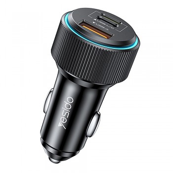Yesido Car Charger Y60 s kabelem Type-C na Lightning černá 38W rychlé nabíjení