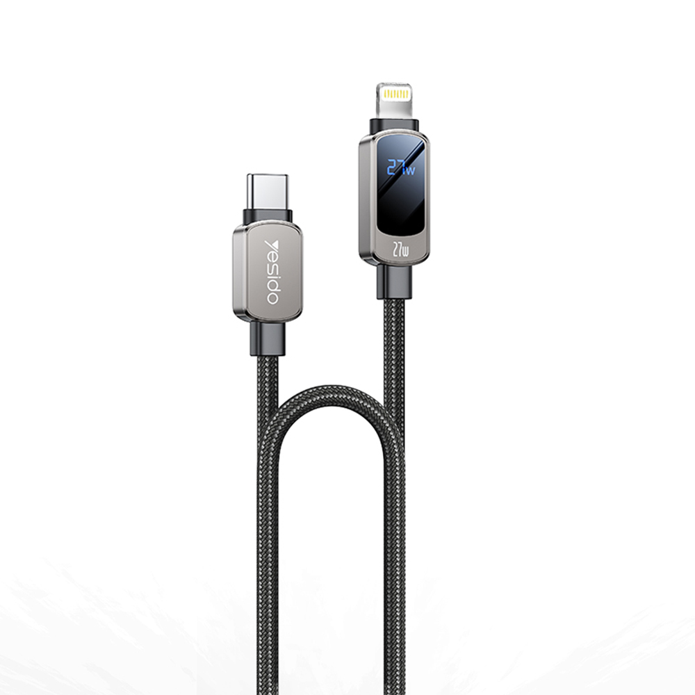 Levně Yesido Data Cable CA180 Super rychlé nabíjení s displejem Type-C 1.2m černá