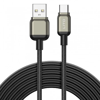 Lito Datový kabel LD17 USB na Type-C Rychlé nabíjení Pletený nylon Černý