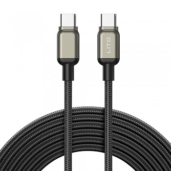 Lito Datový kabel LD17 Type-C na Type-C Rychlé nabíjení Pletený nylon Černý