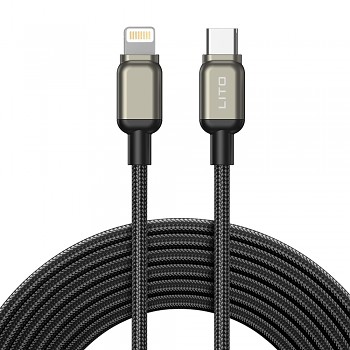 Lito Datový kabel LD17 Type-C na Lightning Rychlonabíjecí Pletený nylon Černý
