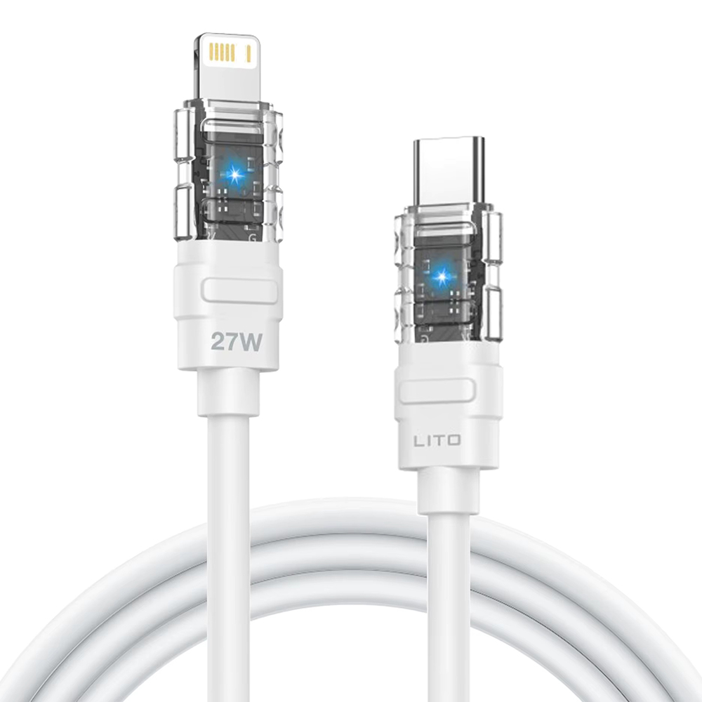 Levně Lito Data Cable Mechanical LD05 Type-C na Lightning Rychlé Nabíjení 27W Bílá