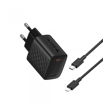 Lito Wall Charger LC17L s Lightning kabelem Type-C výstup PD30W GaN EU černá