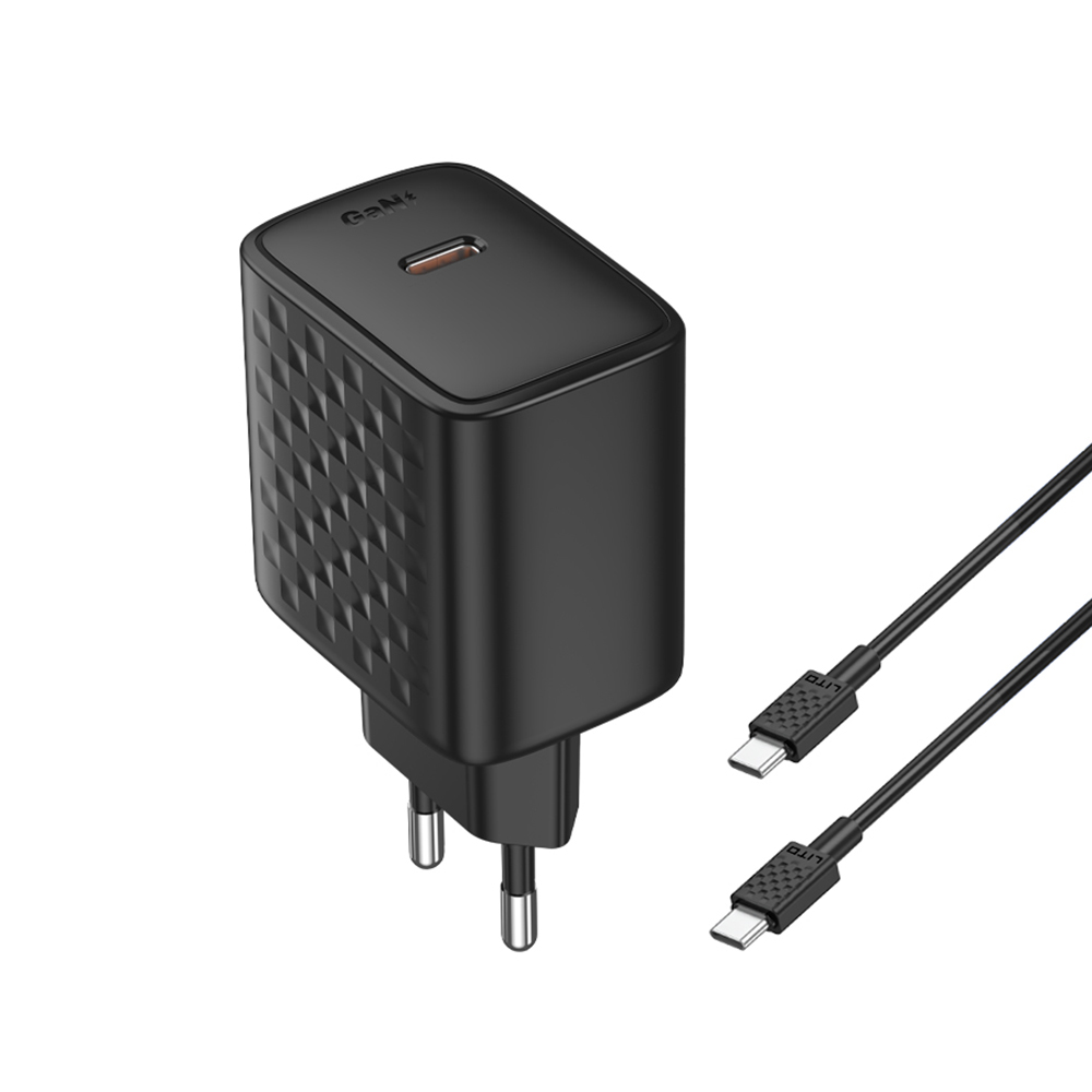 Levně Lito Wall Charger LC20T s kabelem Type-C výstup Type-C PD45W GaN EU černá