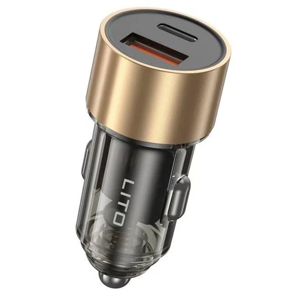 Levně Lito Car Charger IN-C04 1x USB 1x Type-C 52W rychlé nabíjení černý
