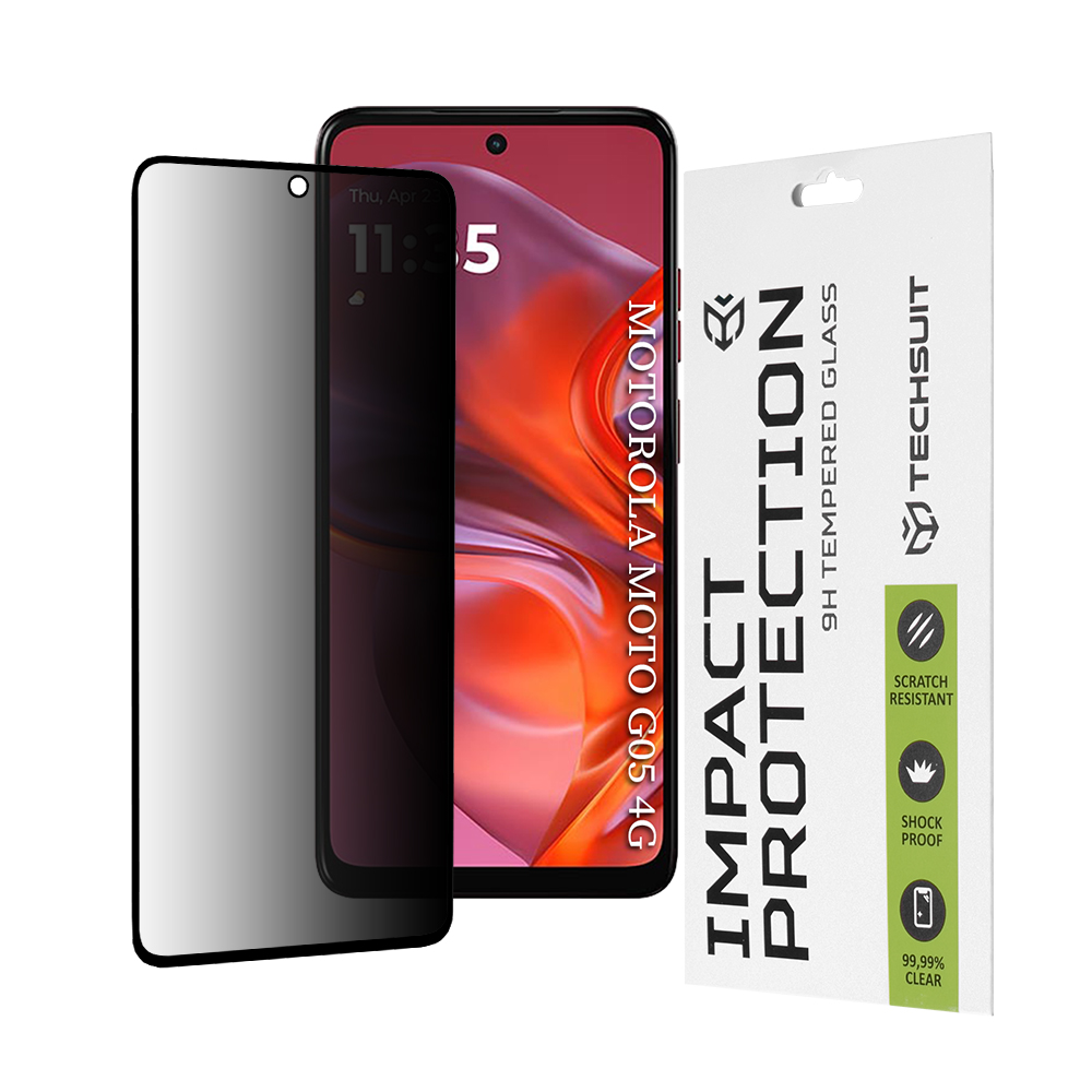 Levně Ochranné sklo Techsuit 111D Privacy Full Glue pro Motorola Moto G05 E15 černé