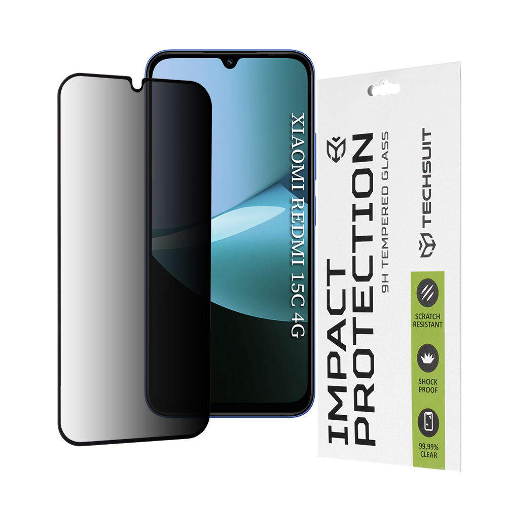 Levně Ochranné sklo Techsuit 111D Privacy Full Glue pro Xiaomi Redmi 15C Poco C85 černé