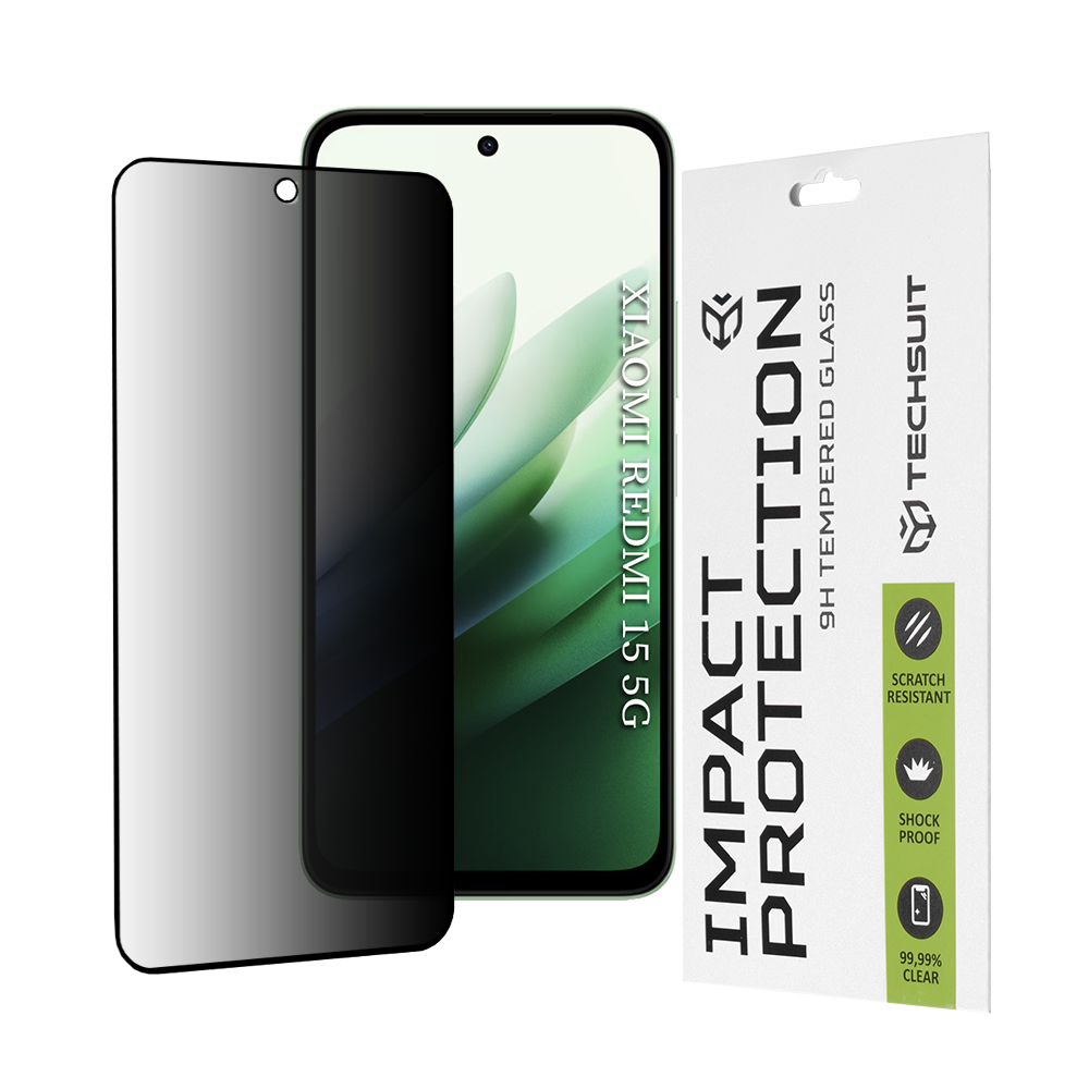 Levně Ochranné sklo Techsuit 111D Privacy Full Glue pro Xiaomi Redmi 15 černé