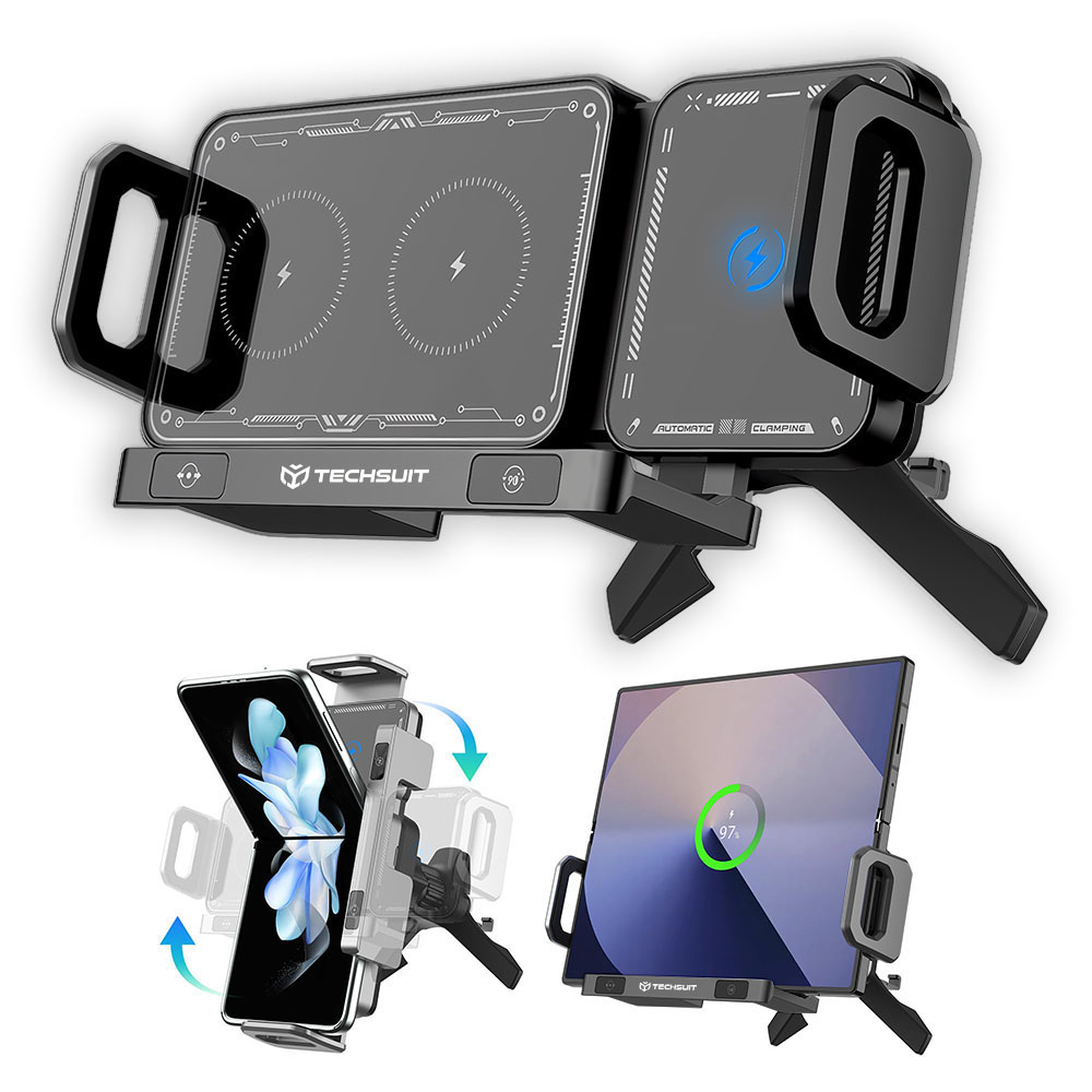Levně Techsuit Premium držák do auta s bezdrátovým nabíjením ModoDock černý