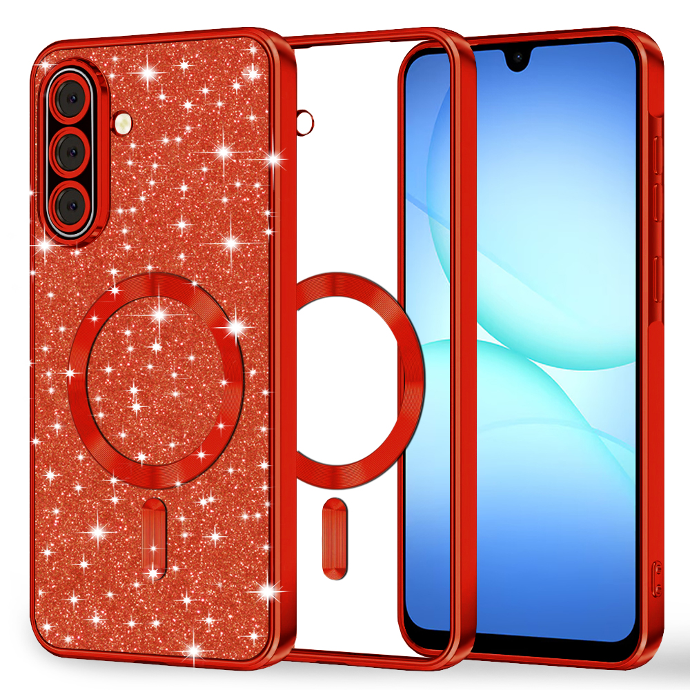 Levně Techsuit Luxury Glitter MagSafe pro Samsung Galaxy A17 5G A17 4G červená