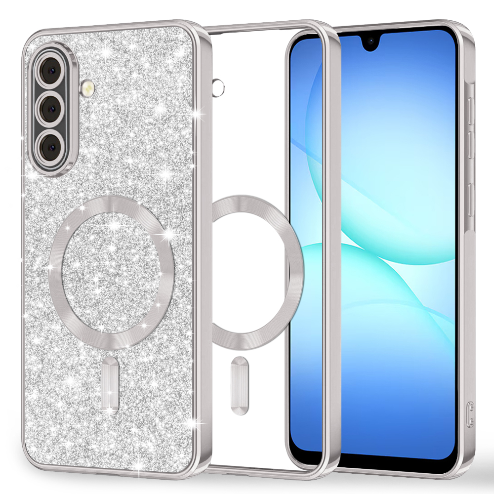 Levně Techsuit Luxury Glitter MagSafe pro Samsung Galaxy A17 5G / A17 4G stříbrná
