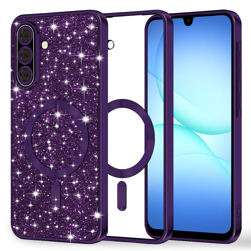 Levně Techsuit Luxury Glitter MagSafe pro Samsung Galaxy A17 5G / A17 4G tmavě fialová