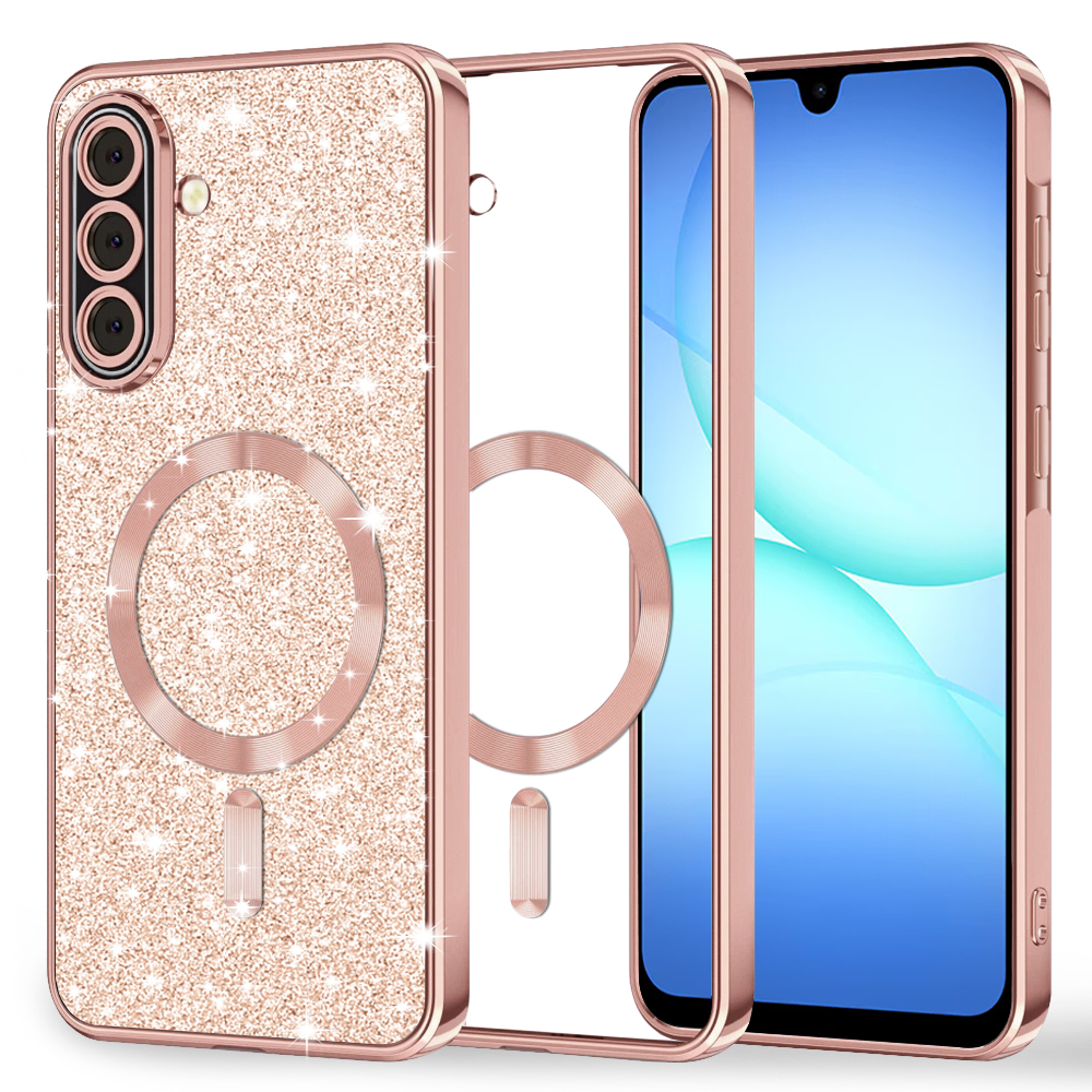 Techsuit Luxury Glitter MagSafe pro Samsung Galaxy A17 5G A17 4G růžově zlatá