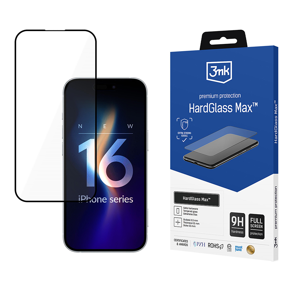 Levně 3mk HardGlass Max tvrzené sklo na displej iPhone 16 Pro černá