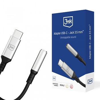 3mk Audio Cable Adapter USB-C na Jack 3.5mm DAC Chip Aluminium Šedý