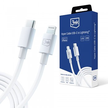 3mk Data Cable Hyper USB-C na Lightning 20W 5A 1.2m bílá