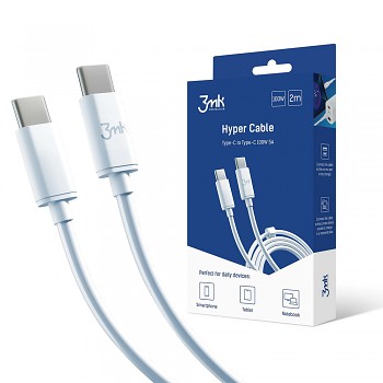 3mk Data Cable Hyper USB-C na USB-C 100W 5A 2m bílý
