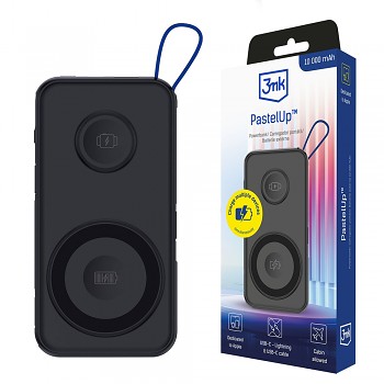 3mk Power Bank PastelUp USB-A USB-C Lightning MagSafe Qi 10000mAh 22.5W hliník černá