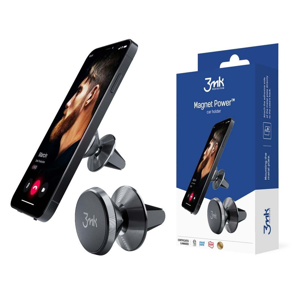 3mk Magnetic Car Holder Power do ventilace černý hliník silikon