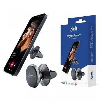 3mk Magnetic Car Holder Power do ventilace černý hliník silikon