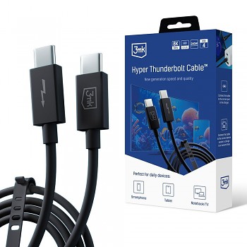 3mk Datový kabel Hyper Thunderbolt 3 UBS4 8K@60Hz PD240W 40Gb/s 1m černý