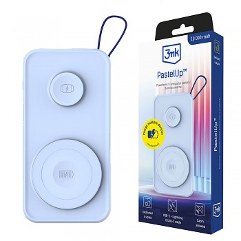 3mk Power Bank PastelUp USB-A USB-C Lightning MagSafe Qi 10000mAh 22.5W hliník modrá