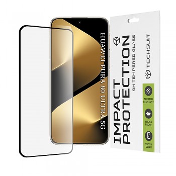 Ochranné sklo Techsuit 111D 3D zakřivené pro Huawei Pura 80 Ultra černé