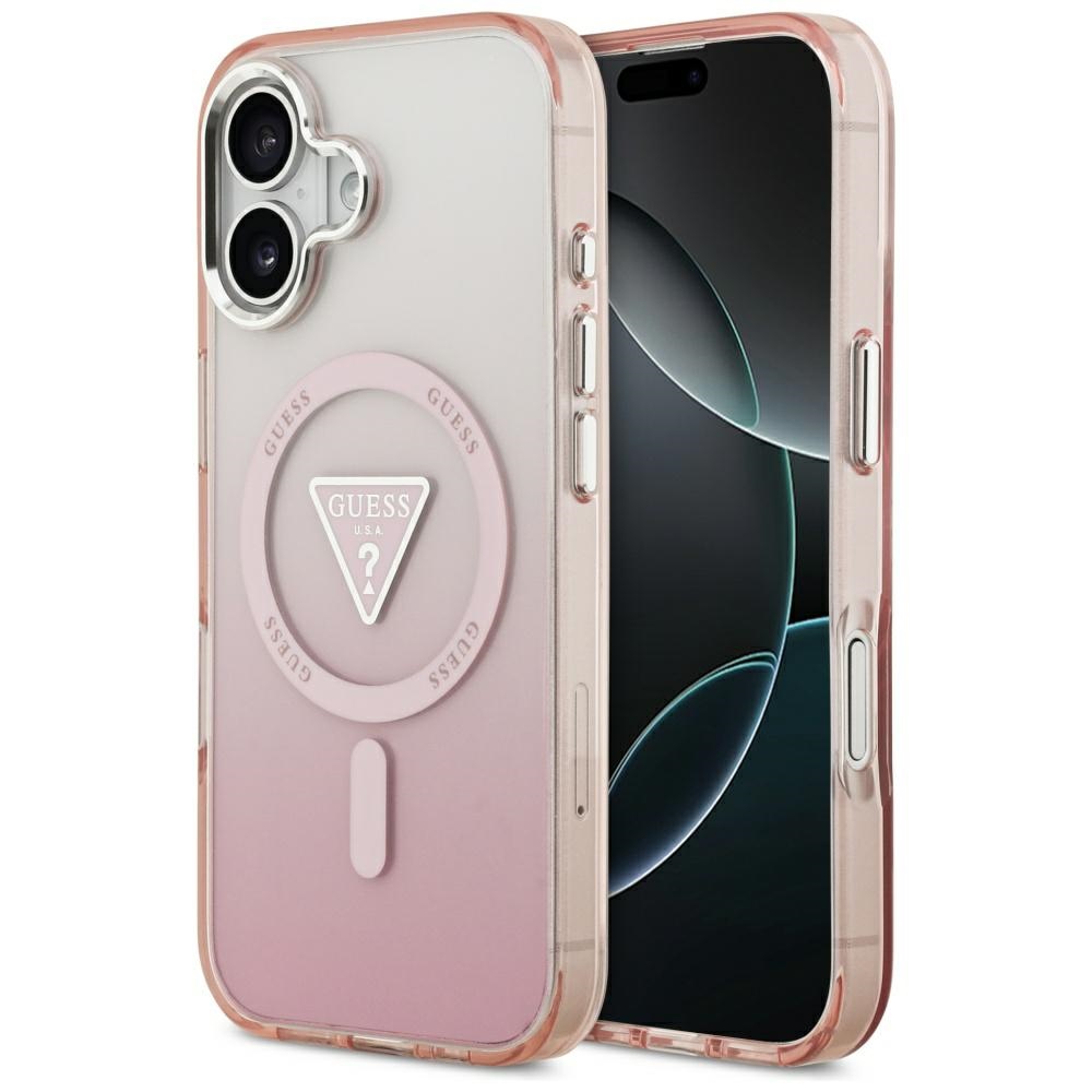 Levně Guess IML Gradient Triangle Logo MagSafe iPhone 17 růžová