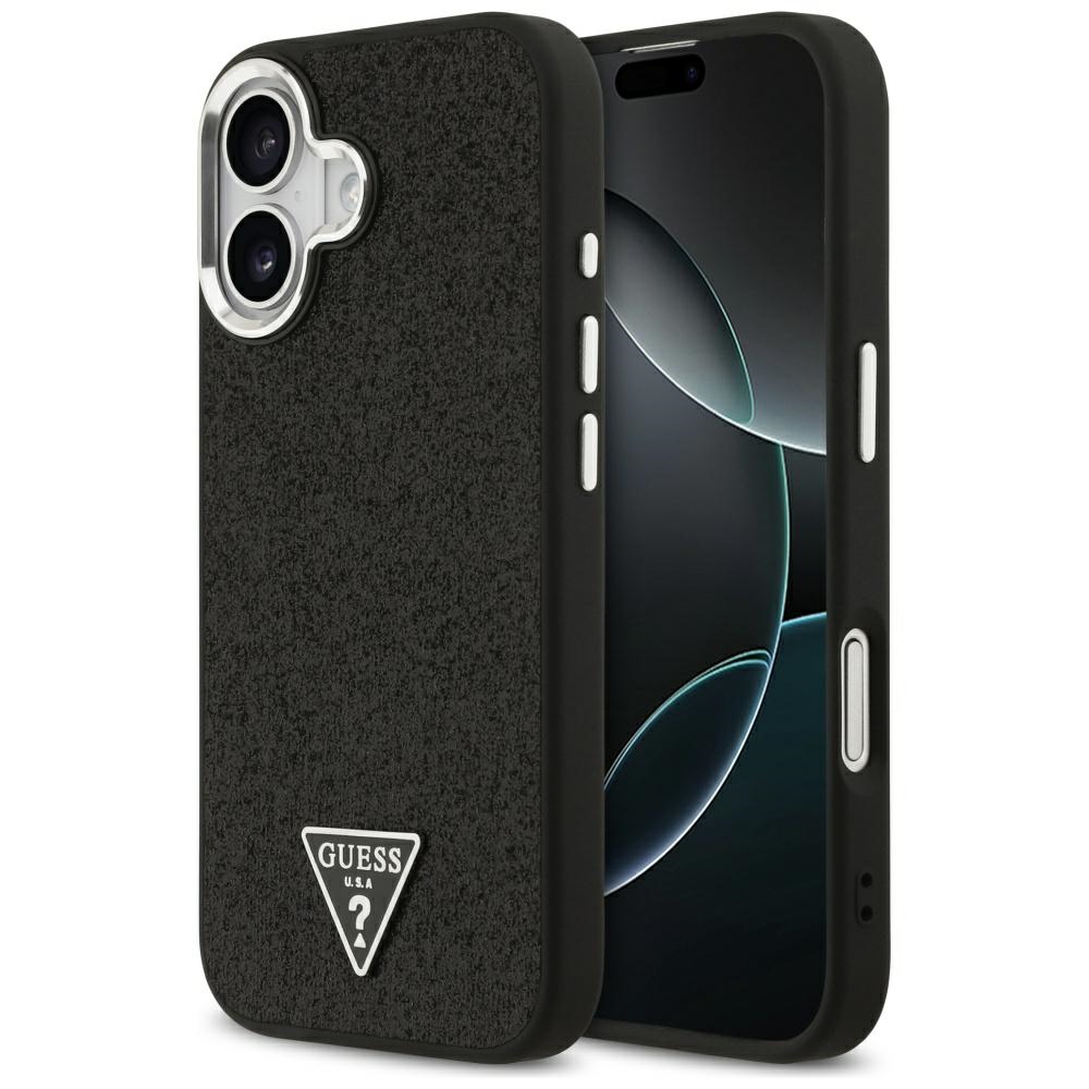 Levně Guess Glitter Triangle Logo MagSafe pro iPhone 17 černý