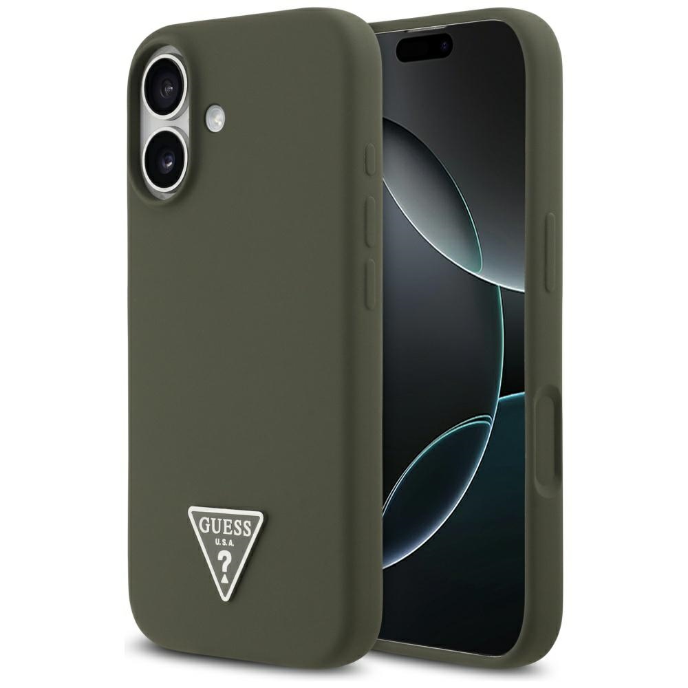 Levně Guess Silicone Triangle Logo MagSafe iPhone 17 Khaki