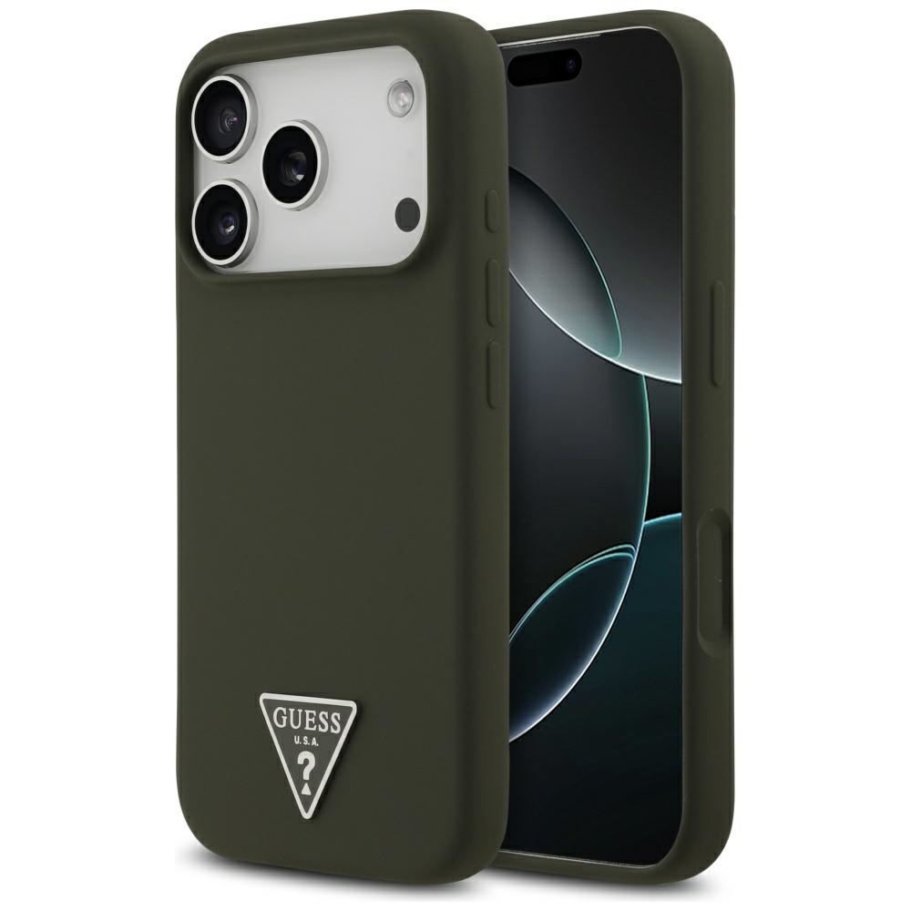 Levně Guess Silicone Triangle Logo MagSafe iPhone 17 Pro khaki