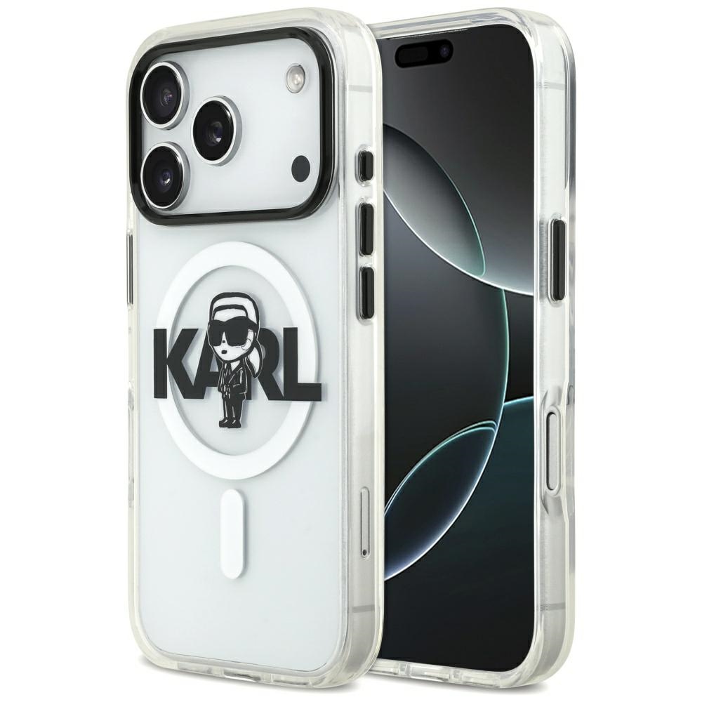 Levně Karl Lagerfeld IML MagSafe Sketch Logo iPhone 17 Pro průhledný Karl