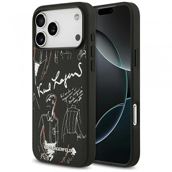 Karl Lagerfeld Hardcase Grained Pattern Logo iPhone 17 Pro Max černá