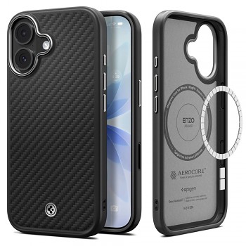 Spigen Enzo Aramid "T" MagSafe pro iPhone 17 černá stříbrná