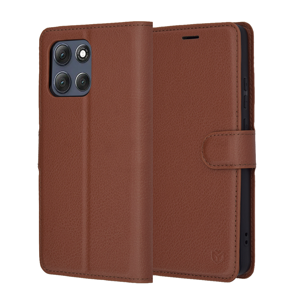 Levně Pouzdro Techsuit Leather Folio pro Motorola Moto G86 Power hnědé