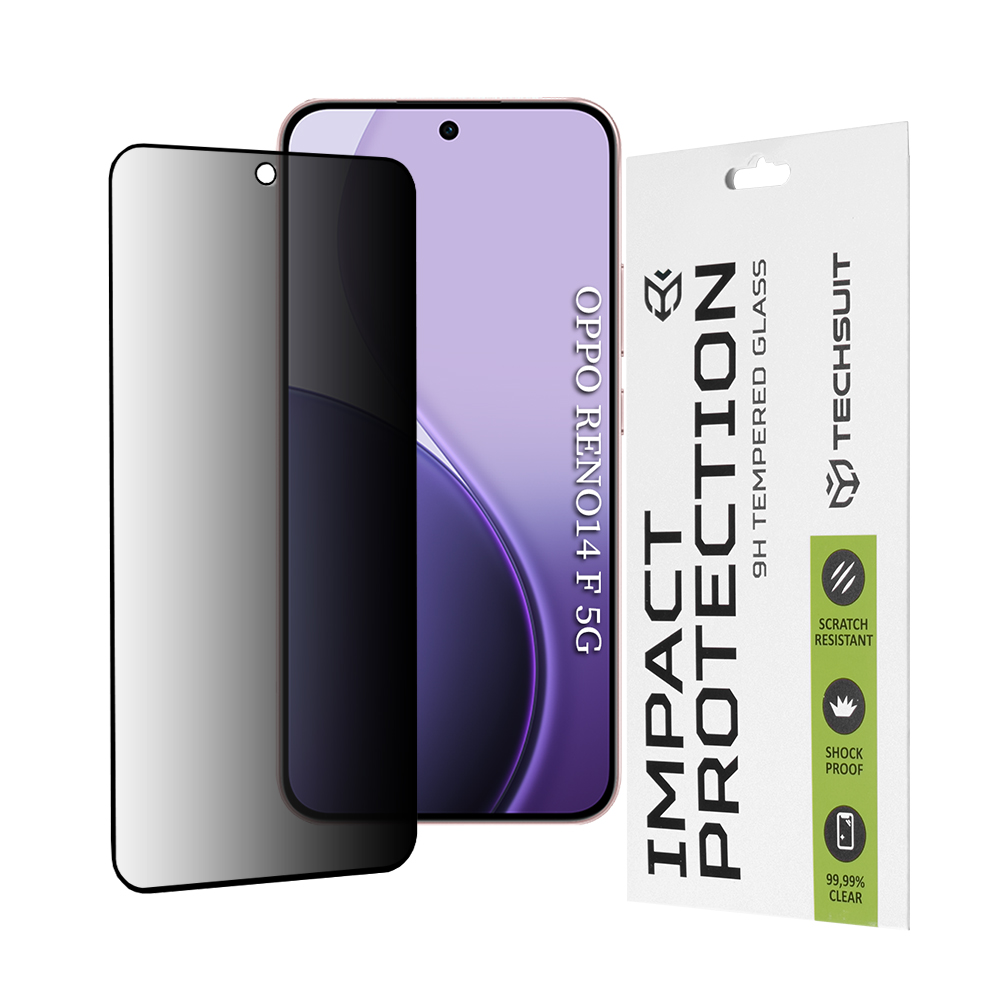 Levně Ochranné sklo Techsuit 111D Privacy Full Glue pro Oppo Reno14 F/FS 5G černé