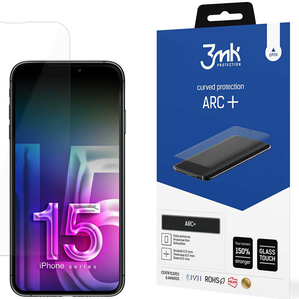 Levně Ochranná fólie 3mk ARC+ iPhone 15 průhledná