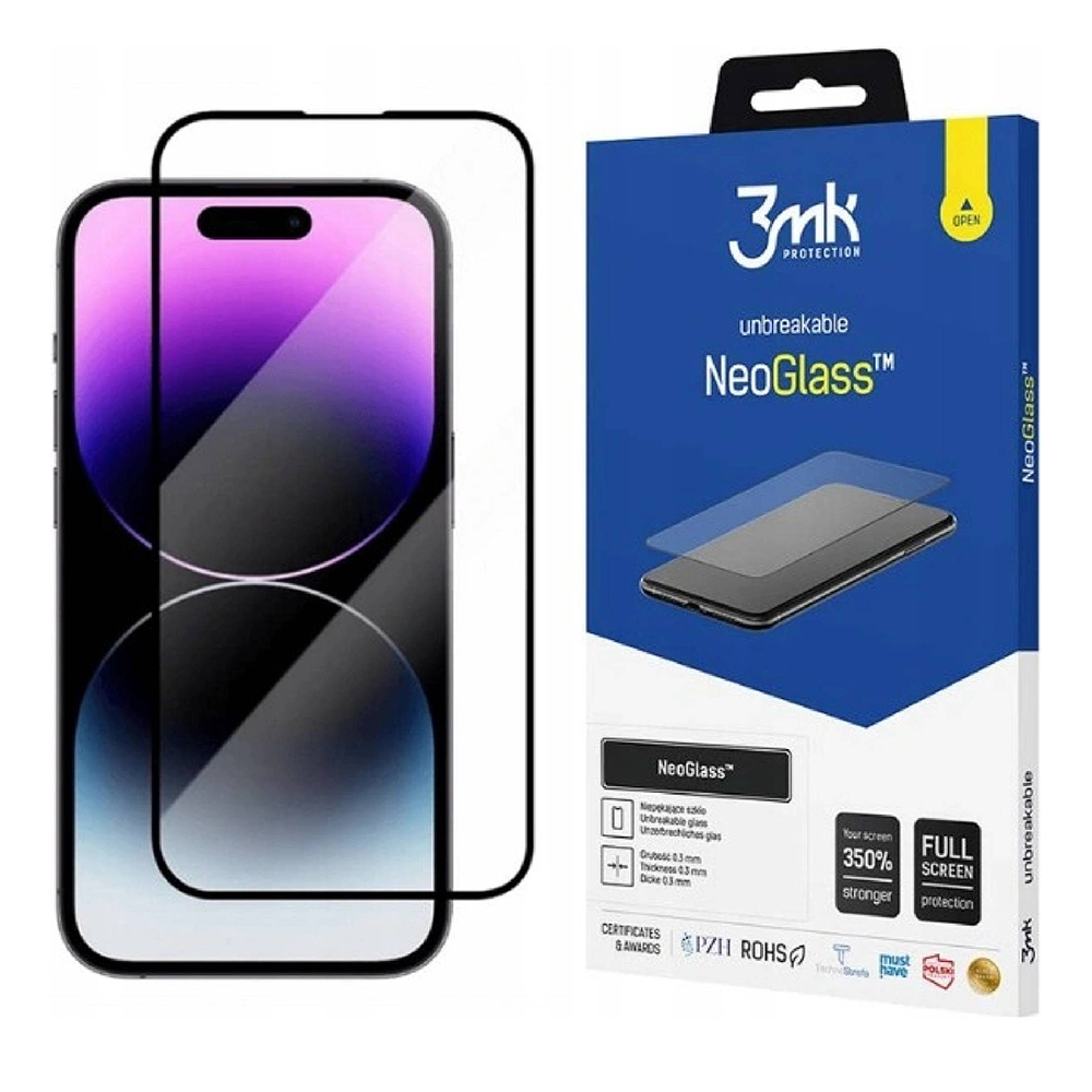 Levně 3mk NeoGlass Ochranné sklo iPhone 14 Pro Max Černá