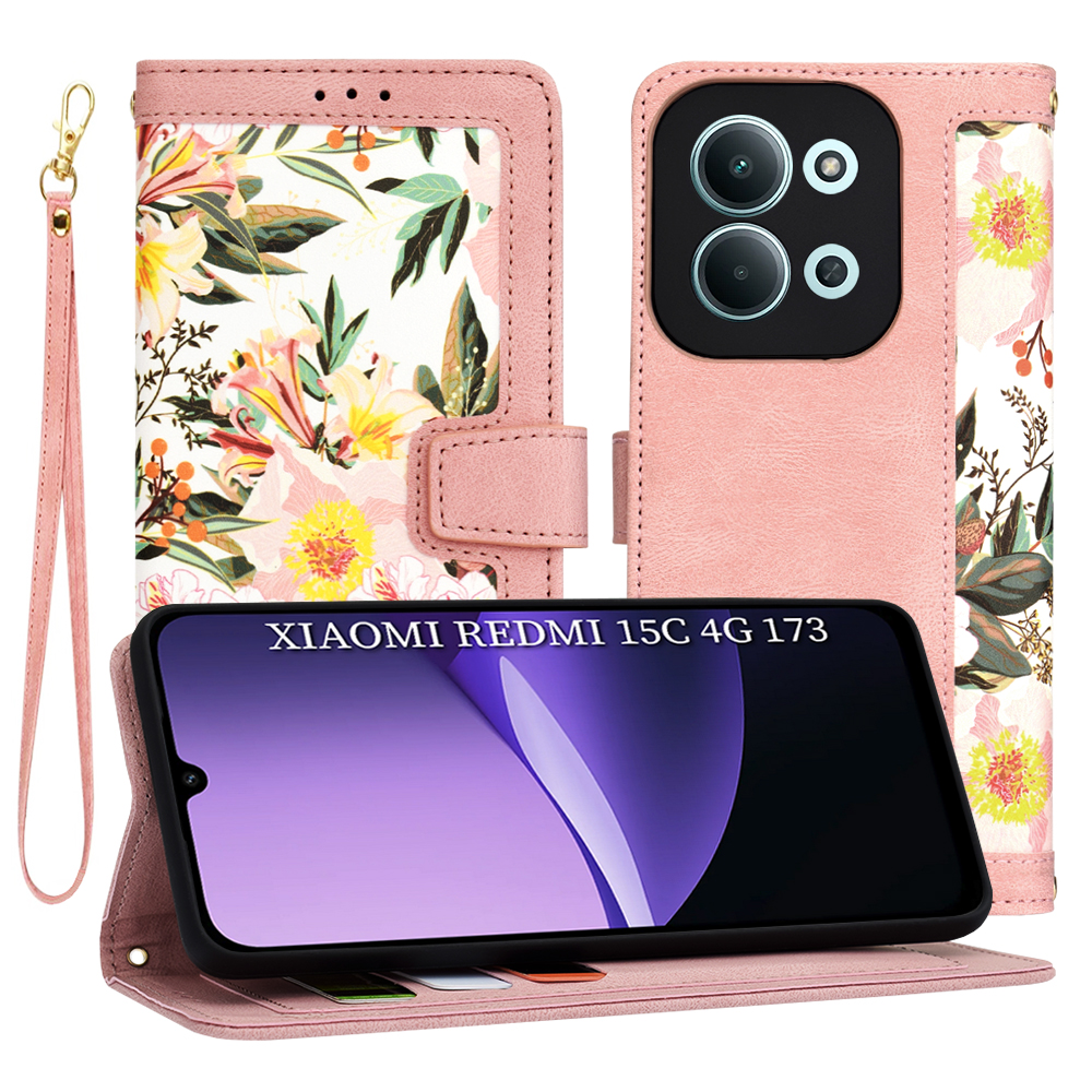 Pouzdro Techsuit FlipCraft pro Xiaomi Redmi 15C 4G/5G v růžové barvě